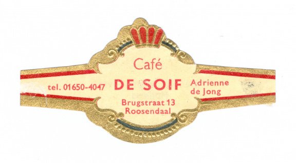 Abonné - Reclamebandje Café De Soif, Roosendaal (zwarte boord, stemt tevrêe Holland) - 1