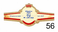 Abonné - Reclamebandje Electro W van Dijk, Klazienaveen (nr 56, rode boord, stemt tevrêe)