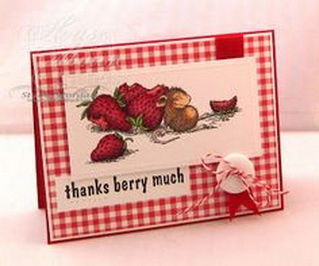 RETIRED houten stempel Sleeping With Strawberries van House Mouse - 3