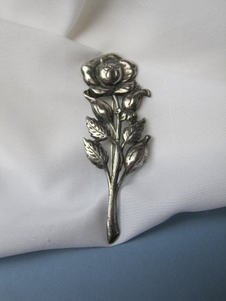 Zilveren broche antieke bloem model 8.1x3.0 cm. - Afbeelding 2