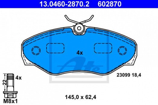 Remblokken Set Vooras ATE Opel Vivaro Renault Trafic Nissan - 1