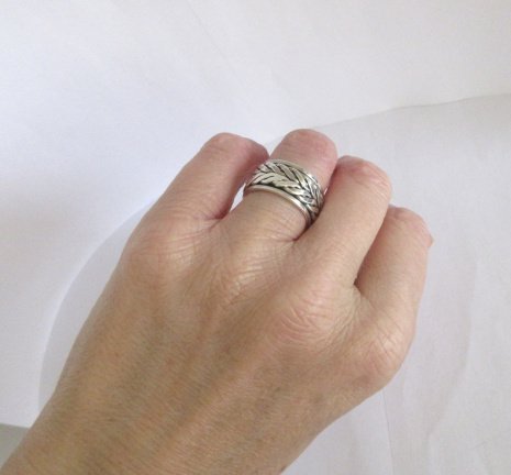 NIEUW Zilveren bandring 'roll', 3 ringmaten INCL. VERZENDEN - Afbeelding 2