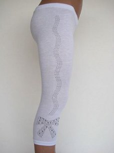 witte legging met strassteentjes strik in mt 86/92 (2 stuks)