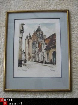 Originele ets van Brugge; Bruges genummerd nr. 40/350… - 2