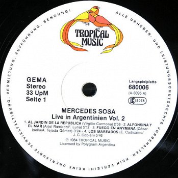 LP - Mercedes Sosa - Live in Argentinië - 1