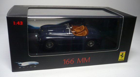 1:43 HotWheels Elite Ferrari 166 MM barchetta blauw - 2