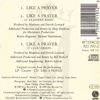 CD - Mini CD Madonna - Like a prayer - 2