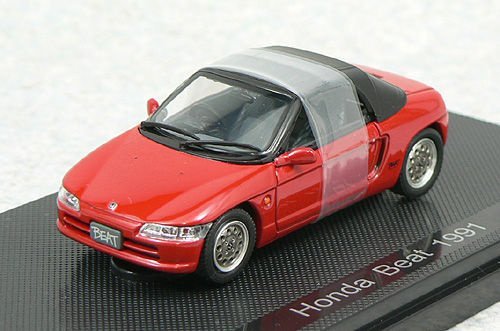 1:43 EBBRO 43649 Honda Beat 1991 rood met gesloten en open cabrio top ! - 3