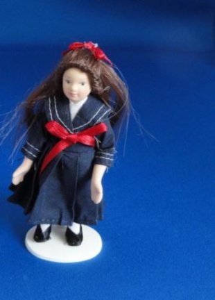 poppenhuis miniaturen porseleinen popje meisje 10 cm engelse kleding - nr. 1