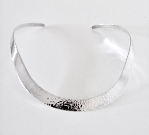 NIEUW Zilveren spangcollier hamerslag INCLUSIEF VERZENDEN! - Afbeelding 4