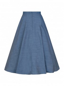 Collectif, Debbie Starfish Swing Skirt. Mooie vintage rok in denim look. - 3