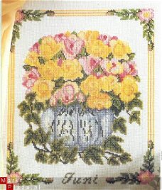 borduurpatroon 344 vaas met rozen