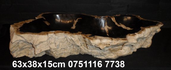 wastafels van versteend hout fossiel sink of petrified wood - 2