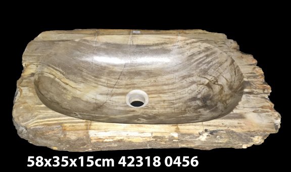wastafels van versteend hout fossiel sink of petrified wood - 5