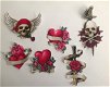 Setje met 6 tattoo skull strijkapplicaties - 1 - Thumbnail