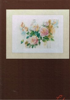 SALE  LANARTE BORDUURPAKKET " PINK  ROSES BOUQUET  "  017