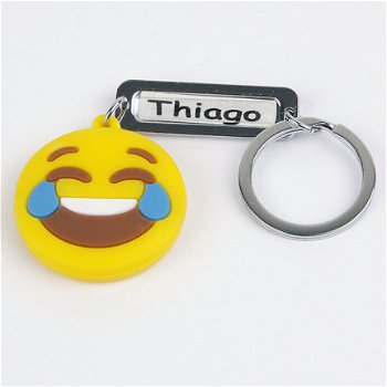 bedankt juf cadeau naam sleutelhanger emoticon hartjesogen - 5