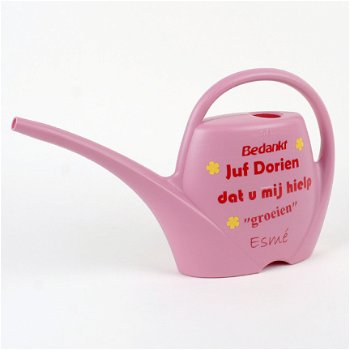 bedankt juf cadeau roze gieter met naam - 1