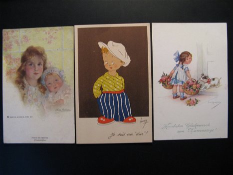 3 x Originele vintage ansichtkaarten kinderen....jaren 20 - 1