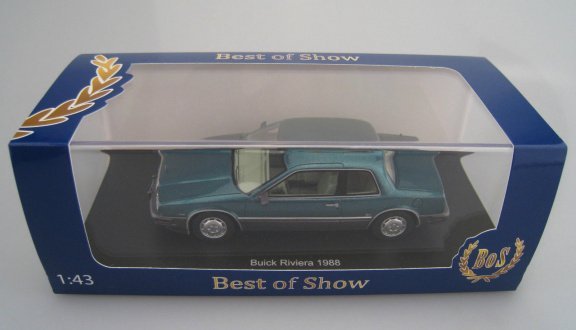 1:43 BoS-Models 43280 1988 Buick Riviera 88 metallic blauw-grijs - 4