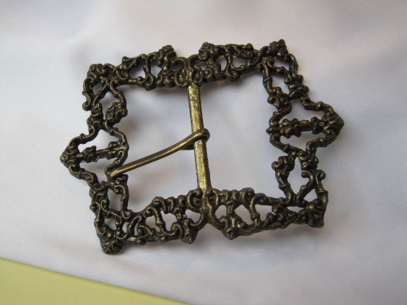 Gesp riem brons goudkleurig antiek look 11.0x7.6 cm - nr. 1