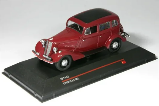 1:43 IXO IST152 GAZ M1 sedan 1942 donkerrood - 1