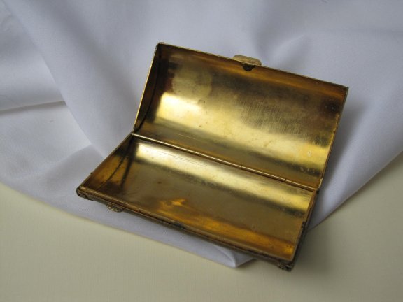 Doosje antiek bewerkt met groene steen 9.2x4.6 cm. - Afbeelding 6