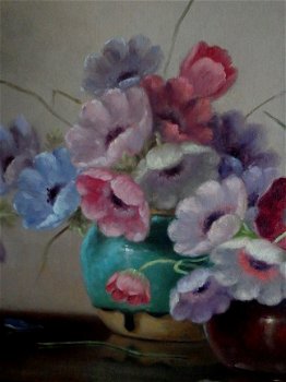 Anemonen in 2 platelen vazen - Derk Isselmann 1890-1959 - 5