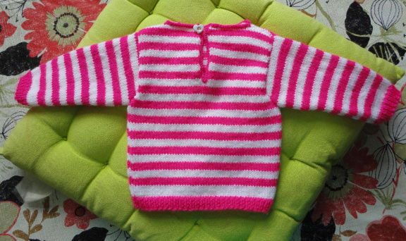 008 fel rose/wit truitje voor ca. 3 maanden(maat 56) - Afbeelding 2