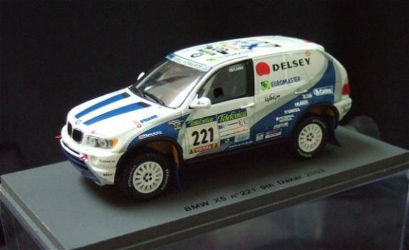 1:43 Spark BMW X5 #221 Dakar 2003 9th 4x4 rally Alphand-Stevenson Delsey Castrol Recaro - 2