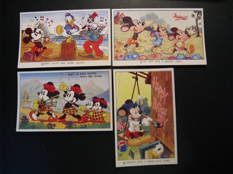 4 x Originele vintage ansichtkaarten Walt Disney...jaren '30. - 1