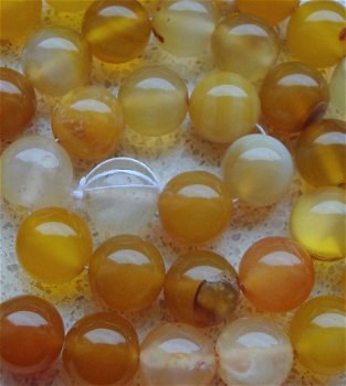 Snoer kralen geel agaat 6 mm. - 1