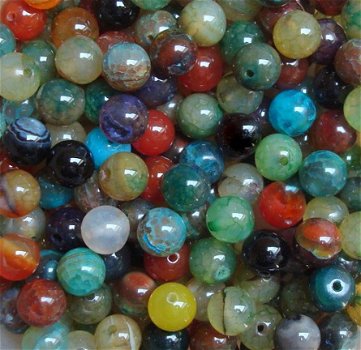 45 kralen gemengd agaat 8 mm. multicolour - 1