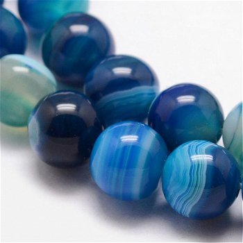 Snoer kralen Blue Striped agaat 10 mm. - 2