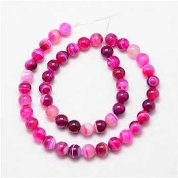 Snoer kralen Fuchsia Striped agaat 8 mm/ - 3