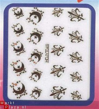 goud Vergulden Nagel BLOEM 6 decals FLOWER NAIL ART stickers - 1