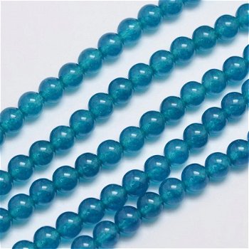 Snoer kralen jade Pruisisch Blauw 6 mm. - 1