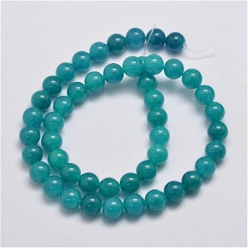 Snoer kralen jade Teal 8 mm. - 2