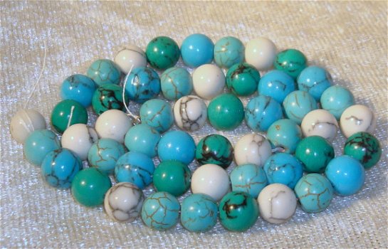 Snoer natuursteen turquoise mix 8 mm. - 1