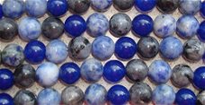 Snoer gemengd halfedelsteen 6 mm. blauw