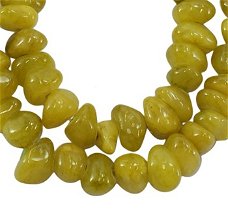 Snoer nuggets van jade olifgroen