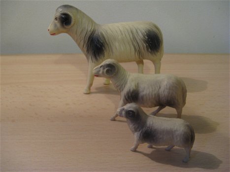 Drie mooie antieke celluloid speelgoed schapen, origineel jaren 20 ! - 1