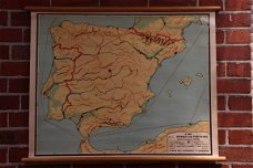 Schoolplaat van Spanje en Portugal.