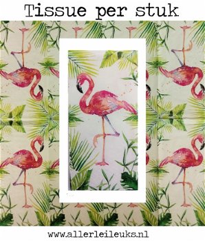 Tissue botanisch flamingo voor servettentechniek 21.5x22cm - 1