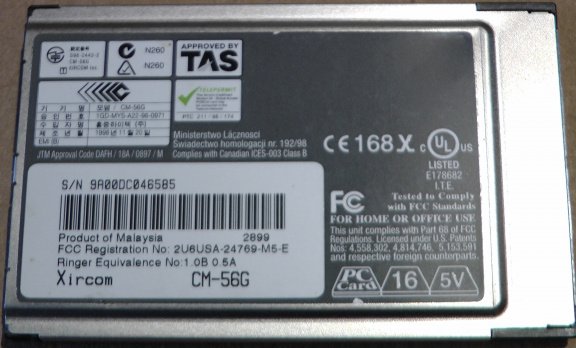 Xircom CreditCard Fast Ethernet/Modem 56 Global Network Card - Afbeelding 2