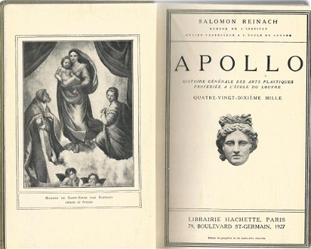 SALOMON REINACH**APOLLO**HISTOIRE GENERALE DES ARTS PLASTIQUES**HACHETTE**TEXTURE EN TOILE - 1