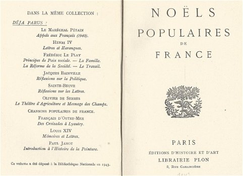 NOELS POPULAIRES DE FRANCE**DU XVe au XIXe SIECLE**EDITIONS D'HISTOIRE ET D'ART**LIBRAIRIE PLON** - 3