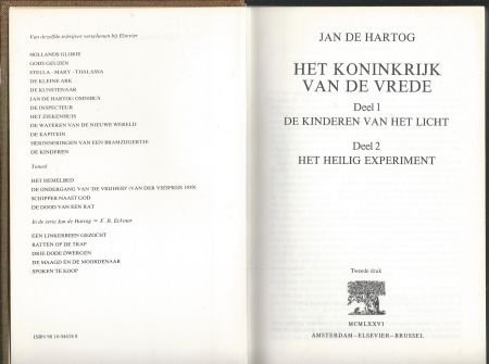 JAN DE HARTOG**HET KONINKRIJK VAN DE VREDE *DEEL I + DEEL II - 6