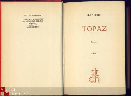 LEON URIS**TOPAZ**HARDCOVER**UITGEVERIJ HOLLANDIA - 2