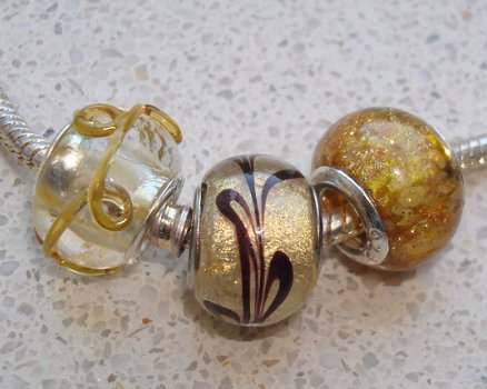 Set van 3 Pandora Style glasbedels Goud - 1